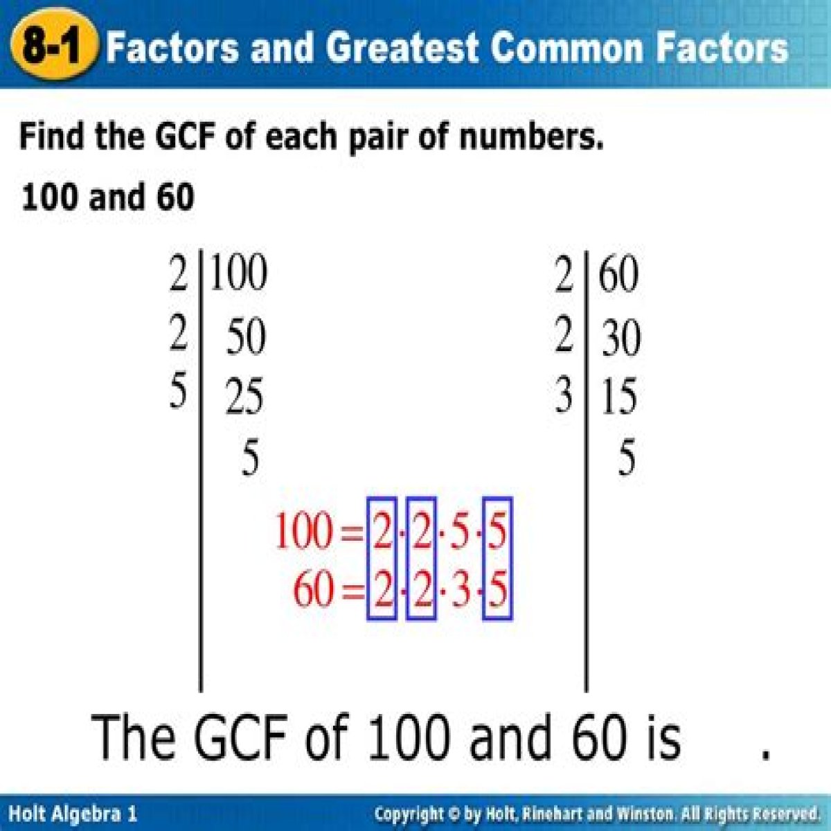 GCF of 100 and 25000