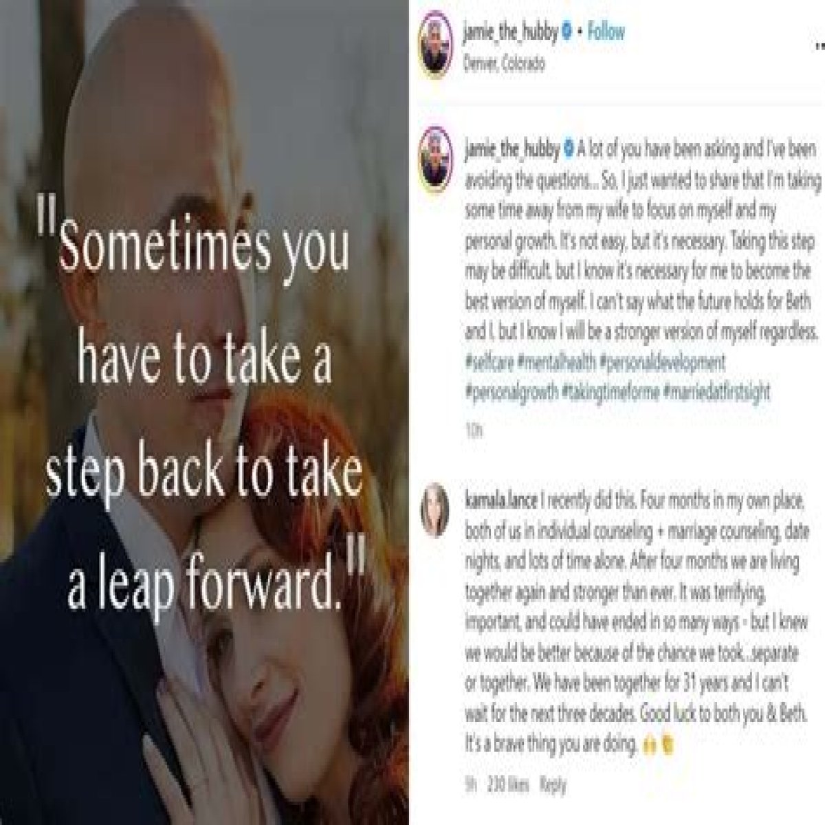 Jamie Thompson announces separation from wife Elizabeth Bice
