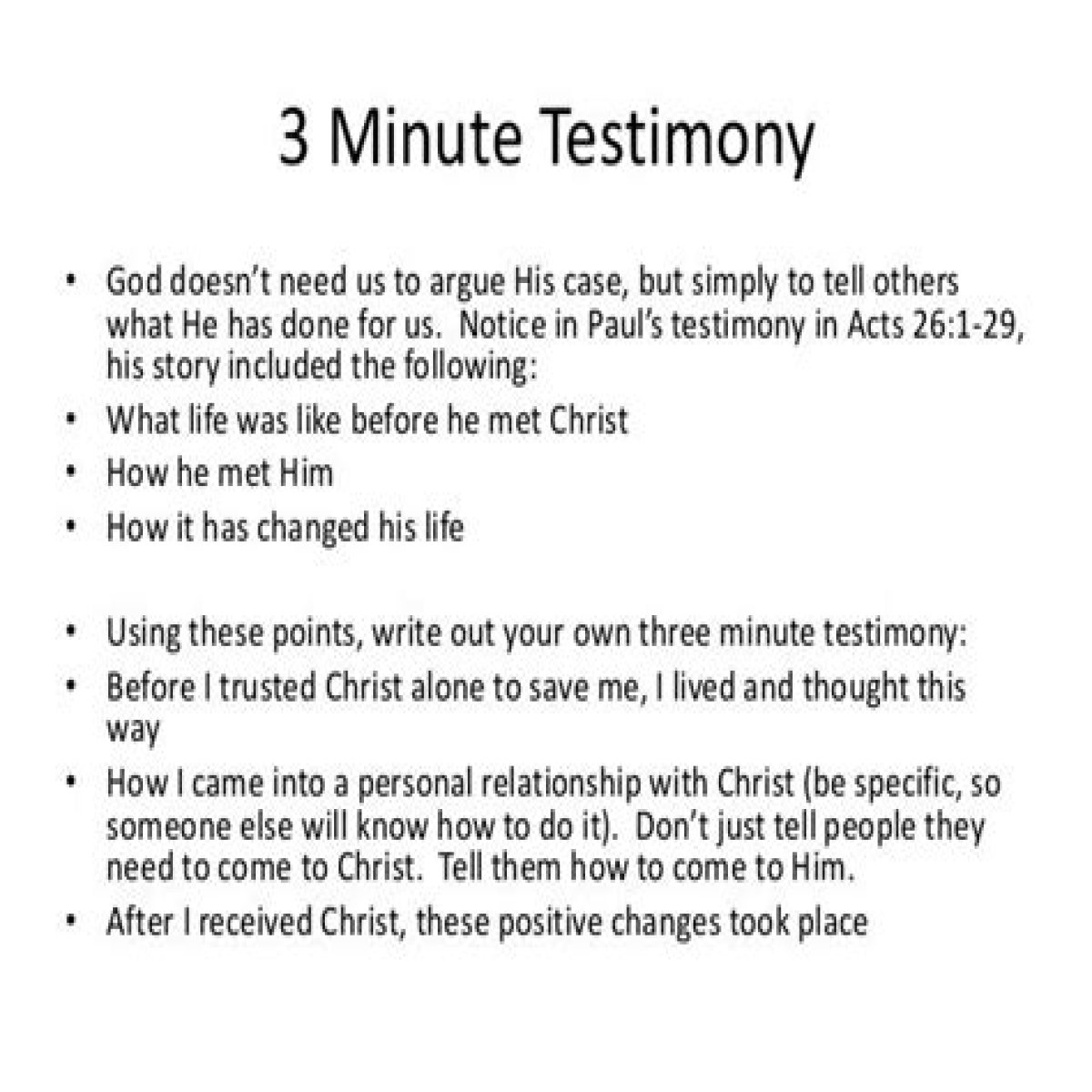 Short Christian Testimony Examples