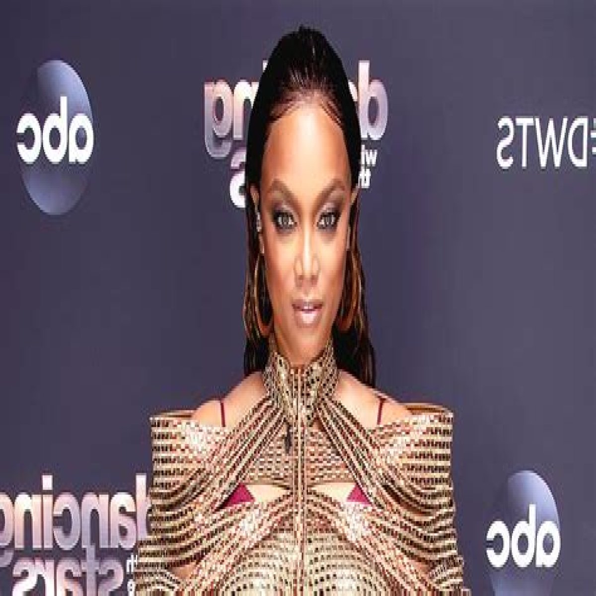 Tyra Banks Puts Her Massive Cleavage on Display While Posing in a Tight Black Corset